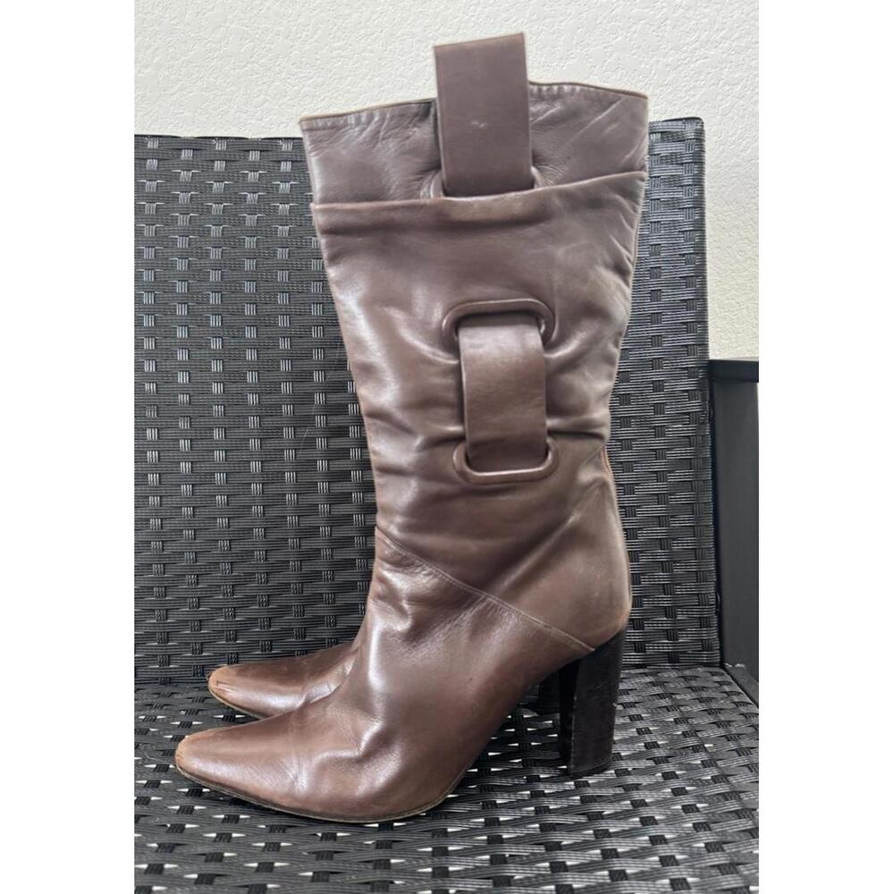 Bottega Veneta Chocolate Brown Leather Mid-Calf Boots